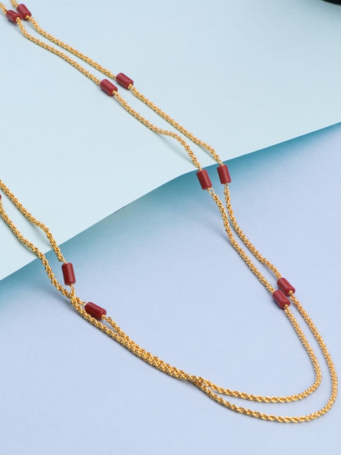 

Alankruthi Gold-Toned & Maroon Brass Gold-Plated Layered Chain