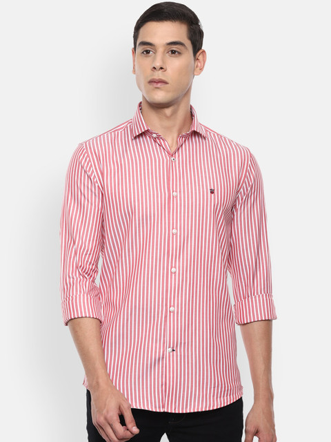 

Louis Philippe Sport Men Red Slim Fit Striped Casual Cotton Shirt