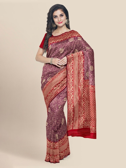 

KLM Fashion Mall Purple Silk Blend Woven Design Banarasi Saree