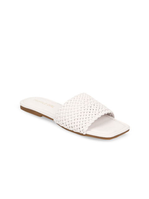 

Truffle Collection Women White Textured Open Toe Flats