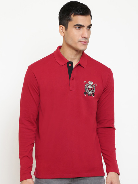 

GHPC Men Maroon Solid Polo Collar T-shirt