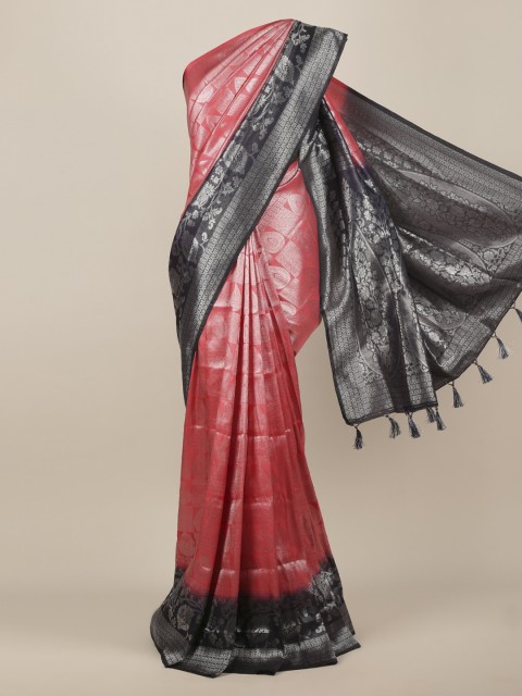 

Pothys Pink & Black Jute Silk Woven Design Saree
