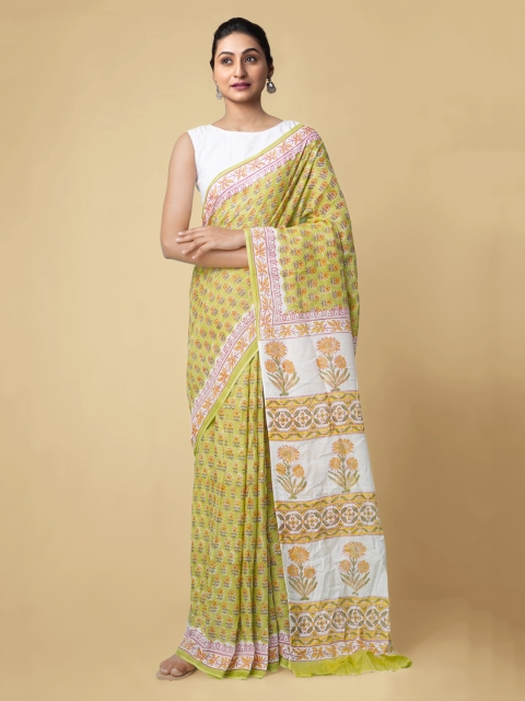 

Unnati Silks Green Pure Cotton Printed Kota Saree