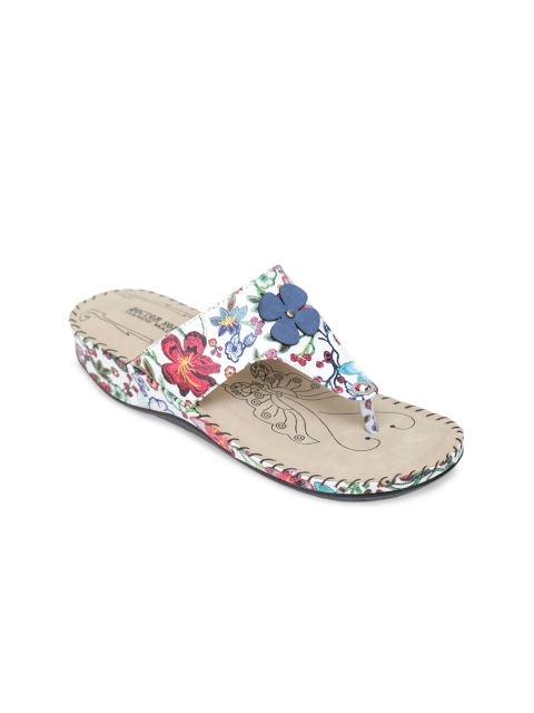 

LONDON STEPS Women Off-White & Blue Printed Wedges