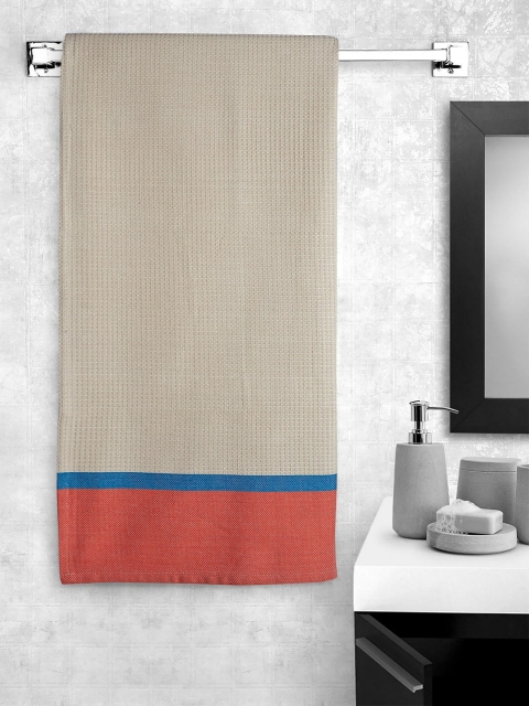 

Portico New York Unisex Beige & Orange Colourblocked 150 GSM Bath Towel