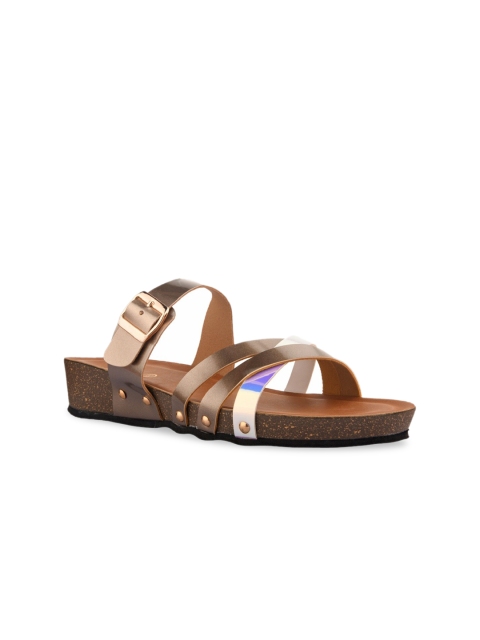 

NECTAR KICKS Women Bronze-Toned Solid Sandals