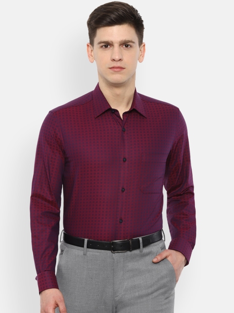 

Louis Philippe Men Maroon Slim Fit Self Design Formal Shirt