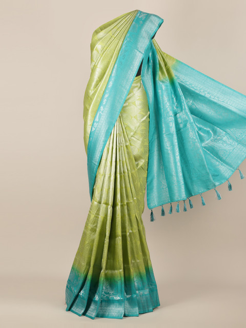 

Pothys Green & Blue Jute Silk Woven Design Saree