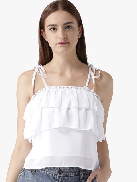 

Dodo & Moa White Layered Georgette Regular Top
