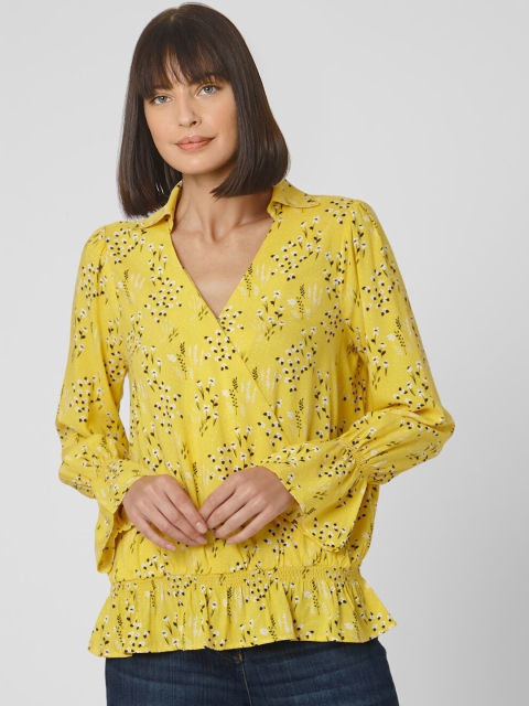 

Vero Moda Women Yellow Floral Printed Regular Top