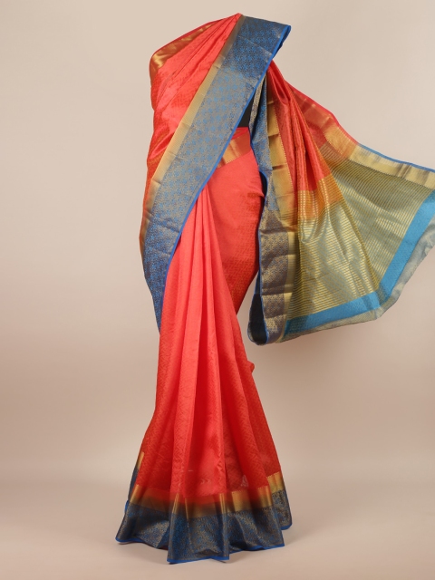

Pothys Pink & Blue Jute Silk Woven Design Saree
