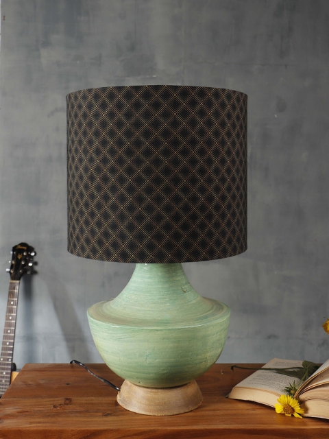 

Grated Ginger Green & Black Printed Contemporary Table Lamp with Shade