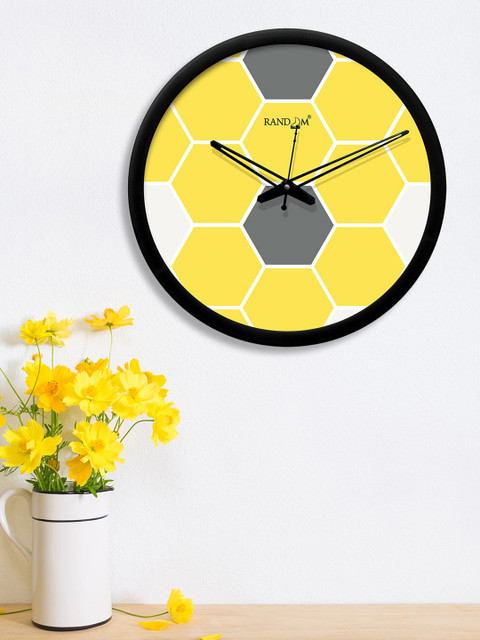 

RANDOM Yellow & White Round Printed 30.4 cm Analogue Wall Clock