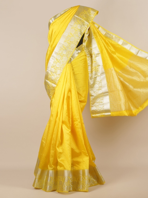 

Pothys Yellow Woven Design Jute Silk Saree