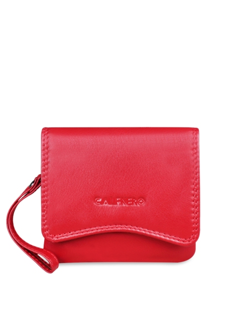

CALFNERO Red Solid Leather Purse Clutch