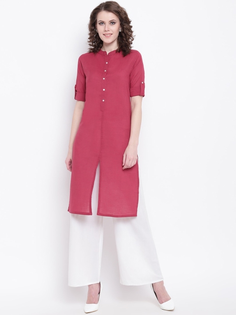 

Napra Women Maroon Solid Crepe Kurta