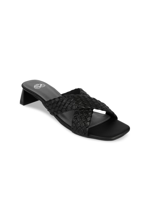 

Sole To Soul Women Black Woven Design Block Heels