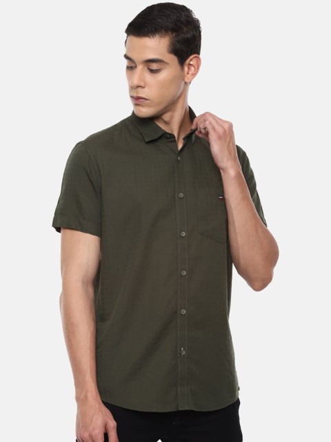 

Louis Philippe Sport Men Olive Green Slim Fit Self Design Cotton Casual Shirt