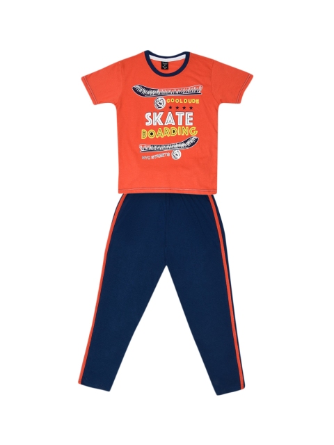 

Todd N Teen Boys Orange & Blue Printed T-shirt with Trousers