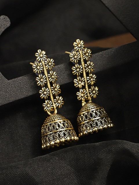 

ANIKAS CREATION Gold-Toned Contemporary Jhumkas