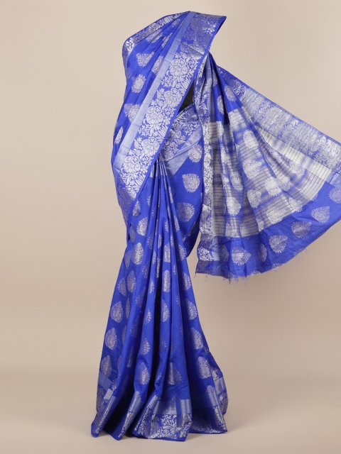 

Pothys Blue Woven Design Jute Silk Saree