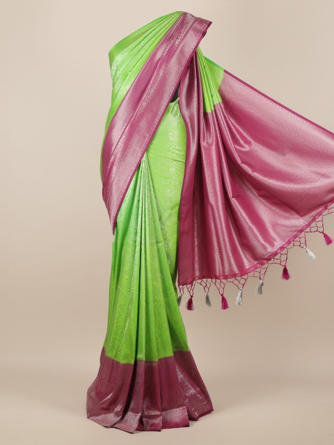 Pothys Green & Pink Jute Silk Woven Design Saree