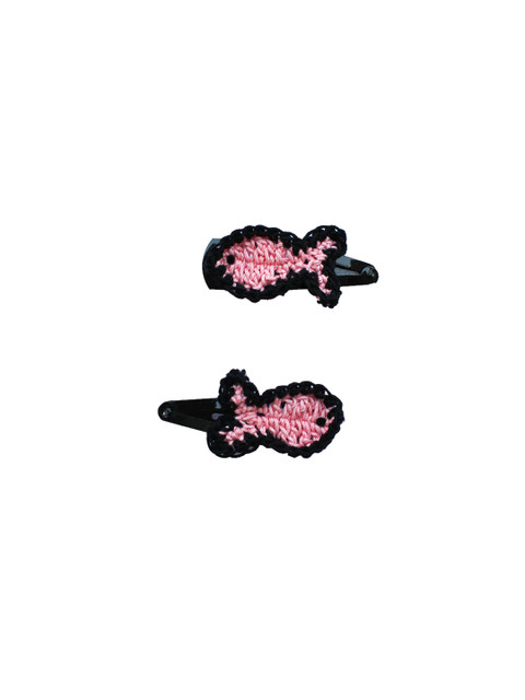 

Woonie Girls Pink & Black Set of 2 Embellished Tic Tac Hair Clip