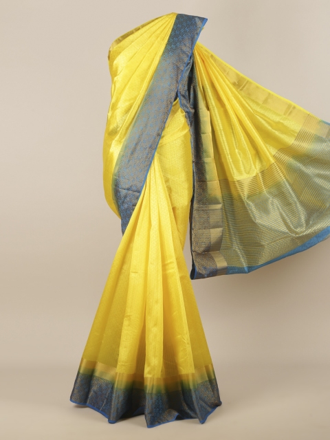

Pothys Yellow Printed Jute Silk Saree