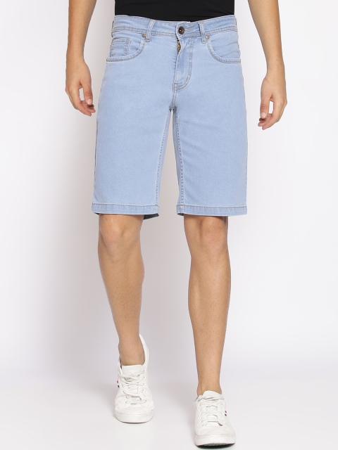 

High Star Men Blue Solid Slim Fit Denim Shorts