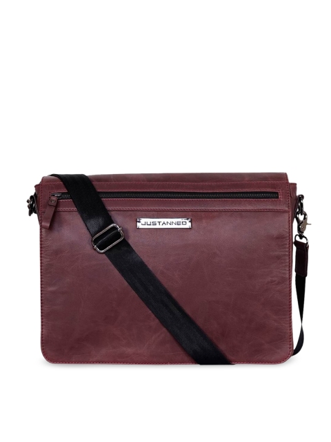 

Justanned Men Maroon Solid Messenger Bag
