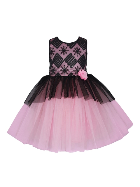 

Toy Balloon kids Girls Pink & Black Embellished Fit and Flare Dress