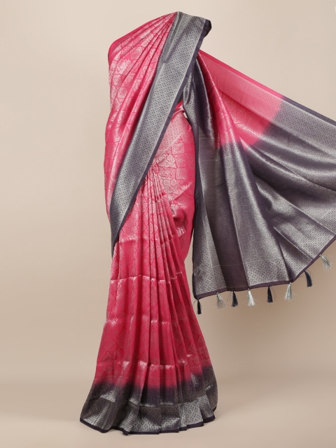 

Pothys Pink & Black Jute Silk Woven Design Saree