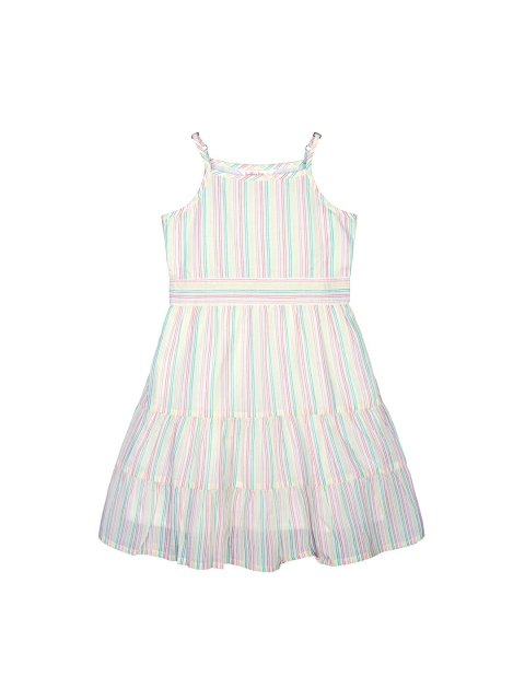 

Budding Bees Girls White Striped Fit and Flare Dress