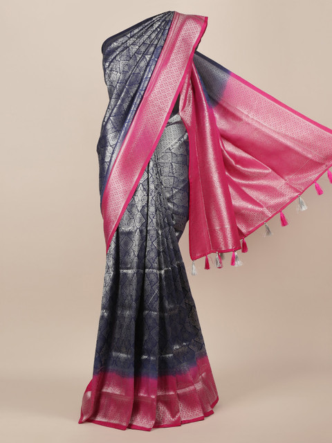 

Pothys Navy Blue Woven Design Jute Silk Saree