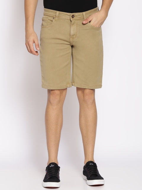 

High Star Men Khaki Solid Slim Fit Denim Shorts