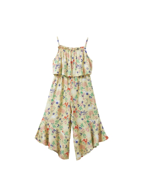 

Cub McPaws Girls Yellow Printed Jumpsuit