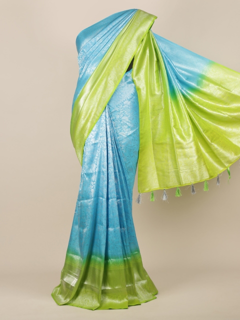 

Pothys Blue & Green Jute Silk Woven Design Saree