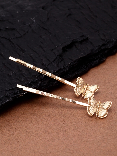 

Ferosh Women Set of 2 Gold-Toned Butterfly Hairclips