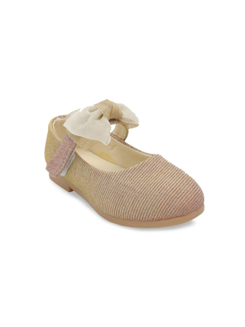 

Jazzy Juniors Girls Gold-Toned Embellished Synthetic Patent Ballerinas