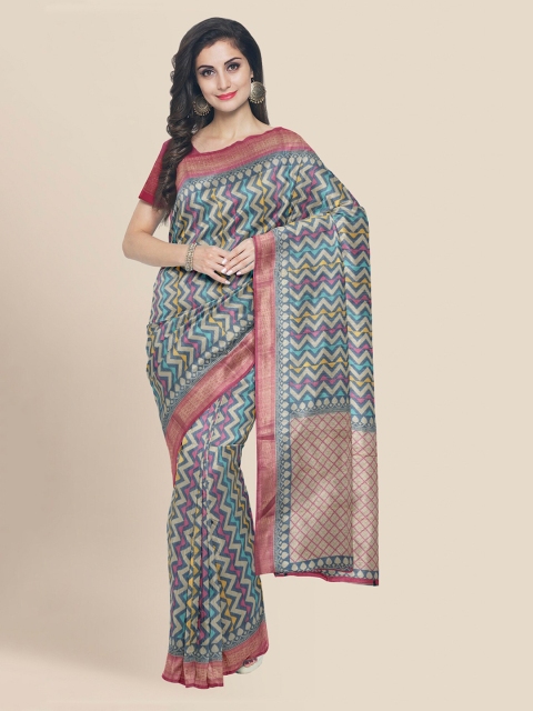 

KLM Fashion Mall Multicoloured Cotton Blend Printed Banarasi Saree, Multi
