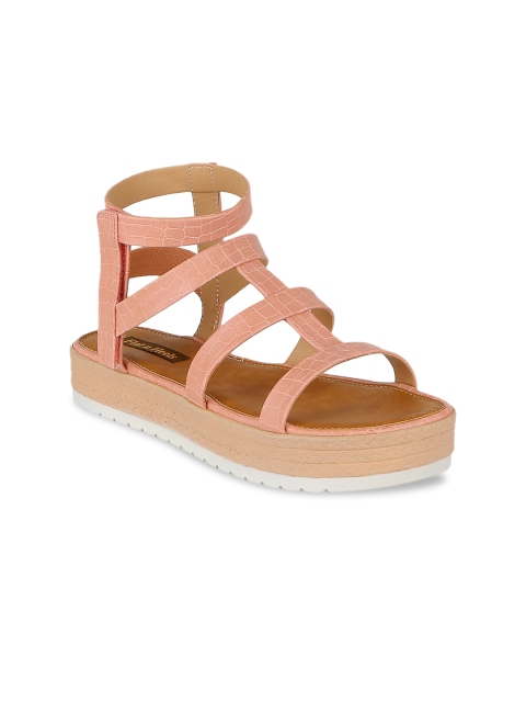 

Flat n Heels Women Pink Textured Sandals