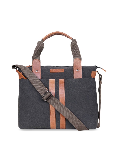 

Justanned Men Grey & Tan Brown Textured Messenger Bag