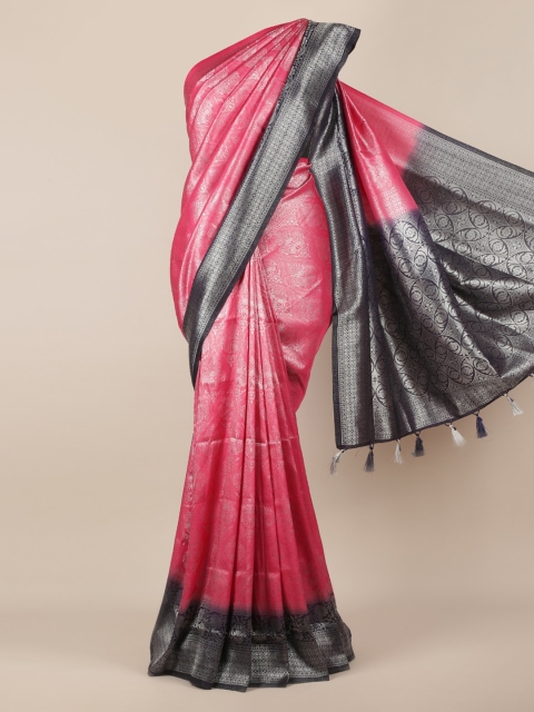 

Pothys Pink & Black Jute Silk Woven Design Saree