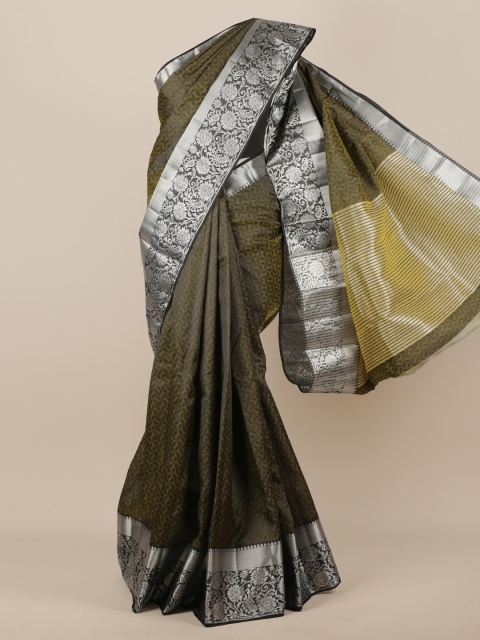 

Pothys Olive Green Woven Design Jute Silk Saree