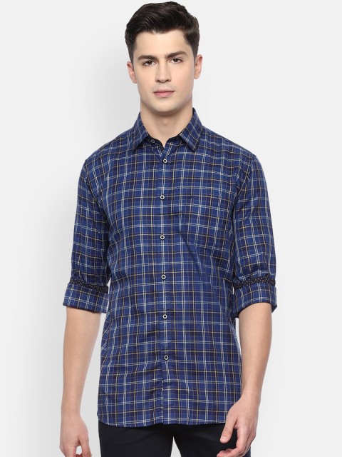 

Van Heusen Sport Men Navy Blue Slim Fit Checked Cotton Casual Shirt