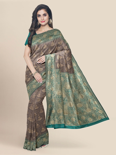 

KLM Fashion Mall Navy Blue & Gold-Toned Silk Blend Woven Design Banarasi Saree