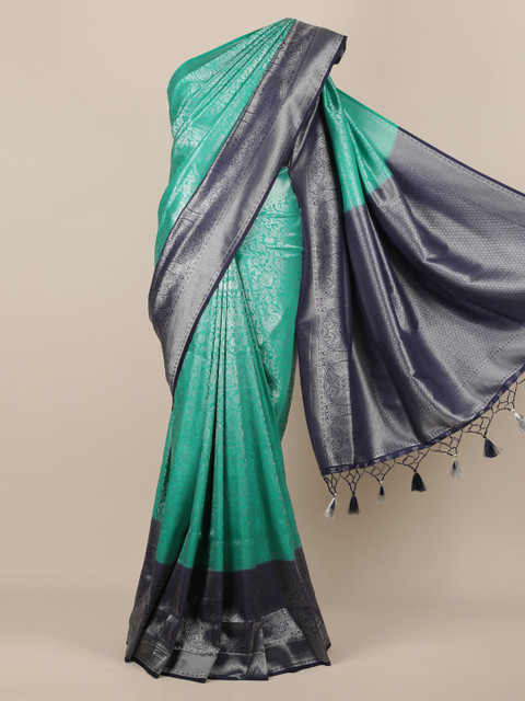 

Pothys Blue Solid Jute Silk Saree