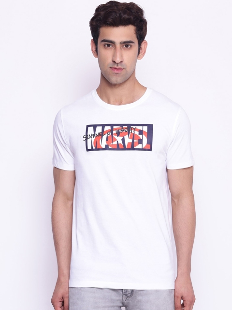 

Marvel Avengers Men White Printed Round Neck Cotton T-shirt