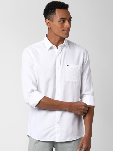 

Peter England Casuals Men White Slim Fit Solid Pure Cotton Casual Shirt