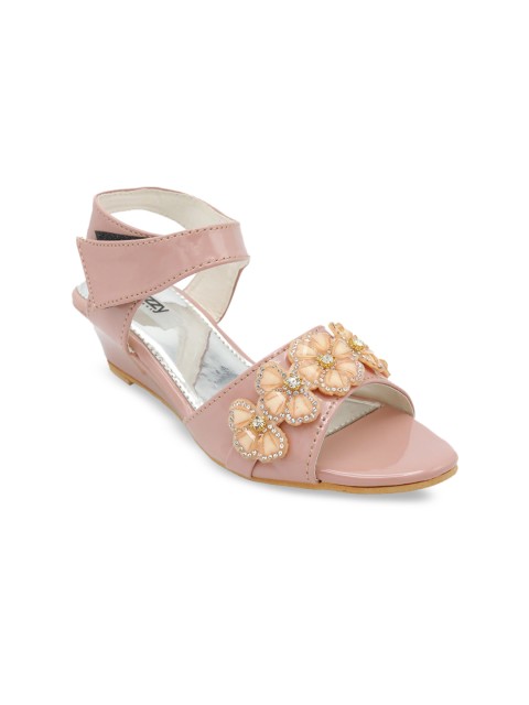 

Jazzy Juniors Girls Peach-Coloured Floral Embellished Sandals